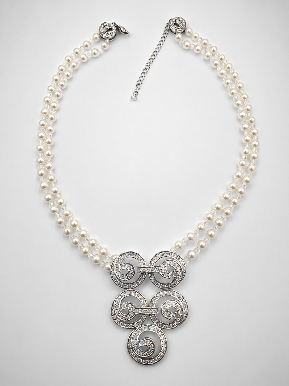Vintage BUTLER Fifth Avenue Collection Pearl Crystal Statement Necklace